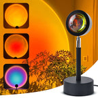 Lâmpada Projetora Sunset LED RGB — 24 Cores, Rotação 180°, Controlo Remoto, Decoração e Fotografia