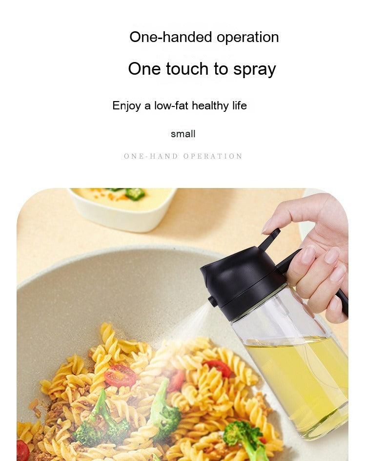 Pulverizador de Óleo para Cozinhar 2 em 1 — Garrafa Dispensadora de Vidro 470ml, Sem BPA