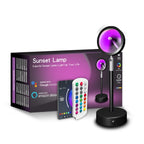 Lâmpada Projetora Sunset LED RGB — 24 Cores, Rotação 180°, Controlo Remoto, Decoração e Fotografia