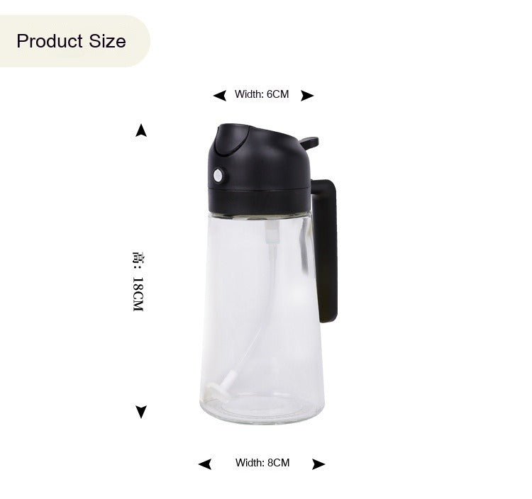 Pulverizador de Óleo para Cozinhar 2 em 1 — Garrafa Dispensadora de Vidro 470ml, Sem BPA